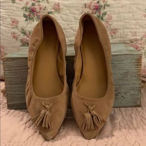 J Crew suede tassel flats